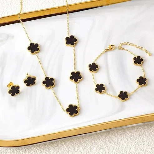 Collier Trèfle Élégance Porte Chance avec Ensemble Assorti