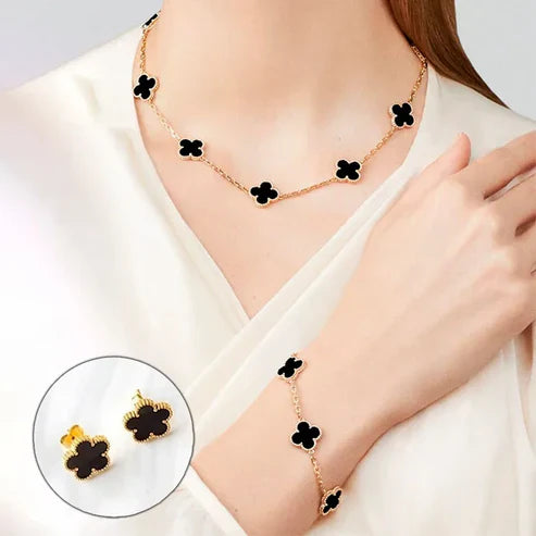 Collier Trèfle Élégance Porte Chance avec Ensemble Assorti
