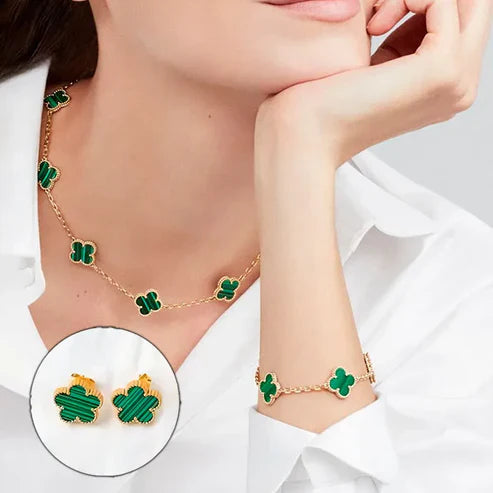 Collier Trèfle Élégance Porte Chance avec Ensemble Assorti