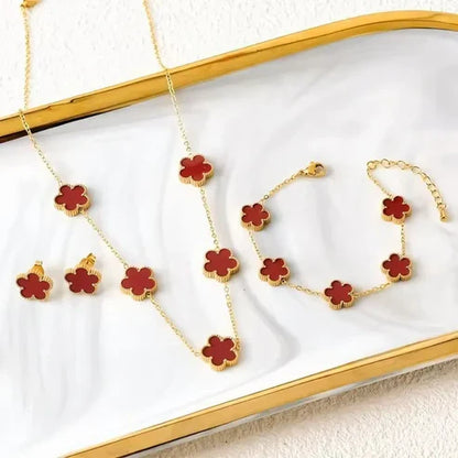 Collier Trèfle Élégance Porte Chance avec Ensemble Assorti