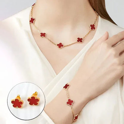Collier Trèfle Élégance Porte Chance avec Ensemble Assorti