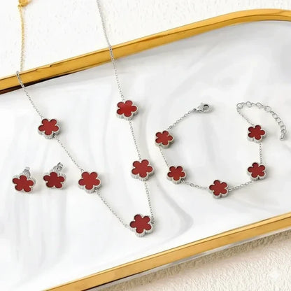 Collier Trèfle Élégance Porte Chance avec Ensemble Assorti