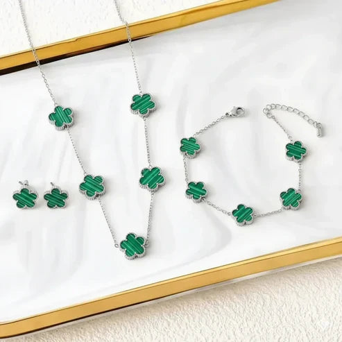Collier Trèfle Élégance Porte Chance avec Ensemble Assorti