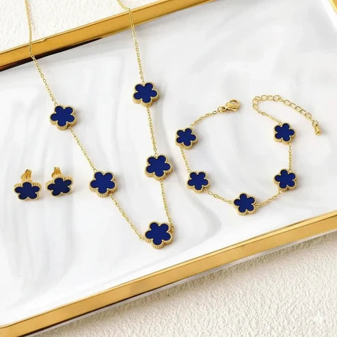 Collier Trèfle Élégance Porte Chance avec Ensemble Assorti