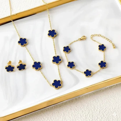 Collier Trèfle Élégance Porte Chance avec Ensemble Assorti